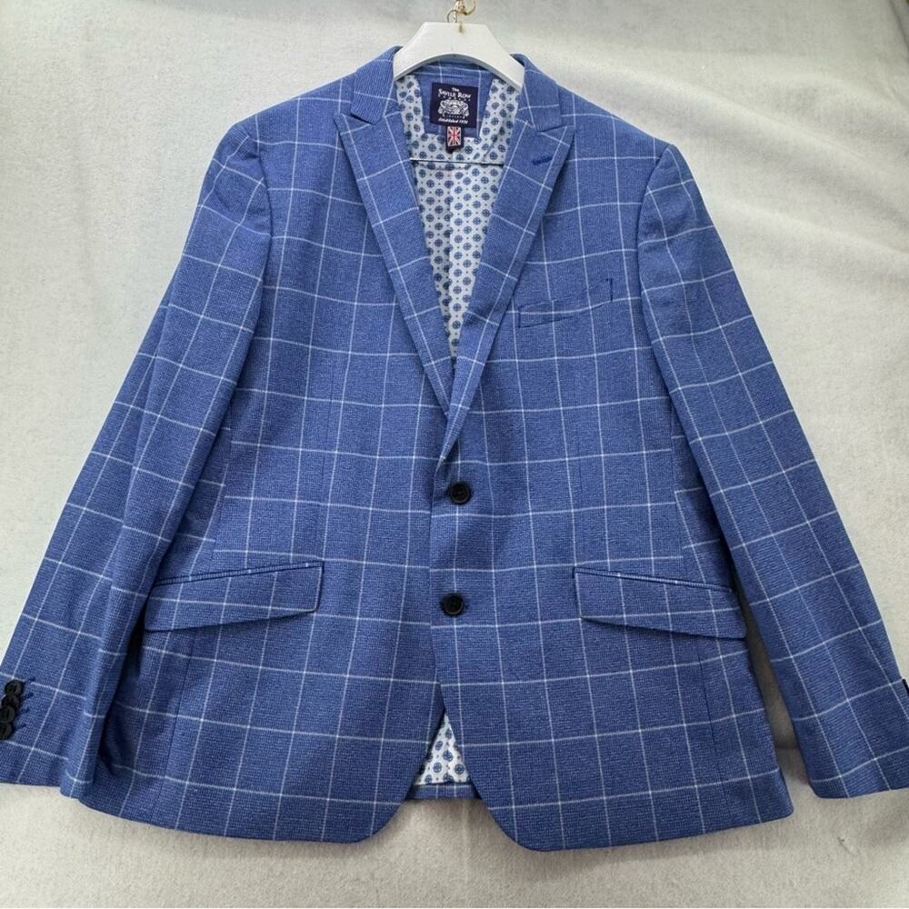 EUC The Savile Row Company Lancaster Blazer Sport Coat Blue Plaid size 44R
